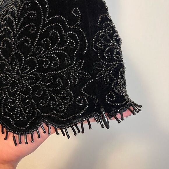 Lafayette 148 Black Velvet Beaded Fringe Tank Top Size 6 - Picture 7 of 13